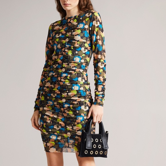 Ted baker dress TTINNA TED size 4 equal to size 12 US MINI ruche sheer - Picture 3 of 8